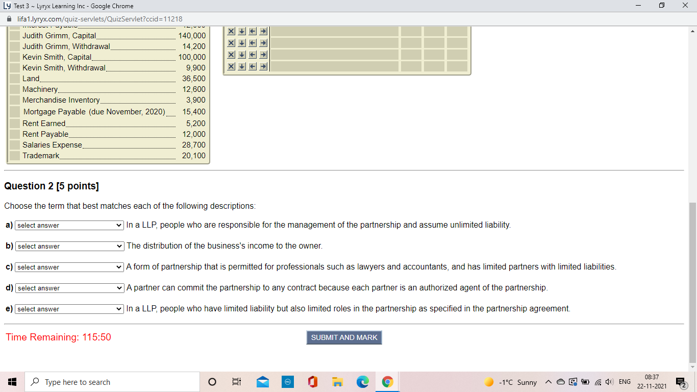 Ly Test 3 ~ Lyryx Learning Inc - Google Chrome -