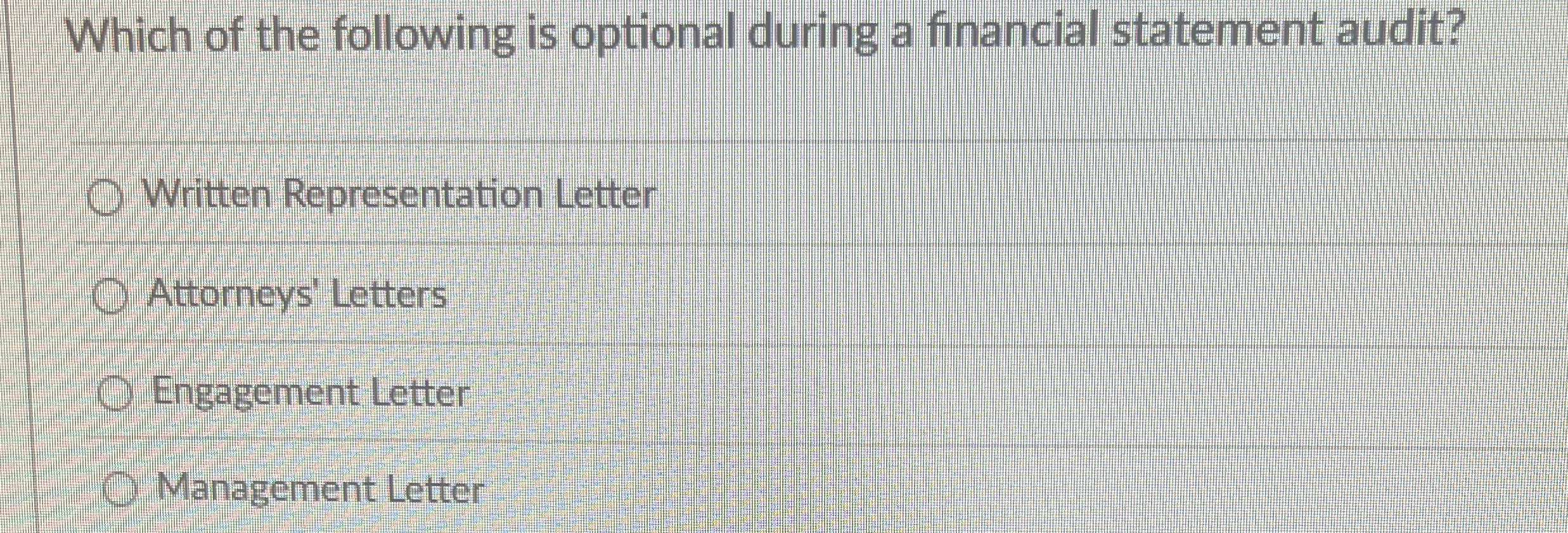 Which of the following is optional during a