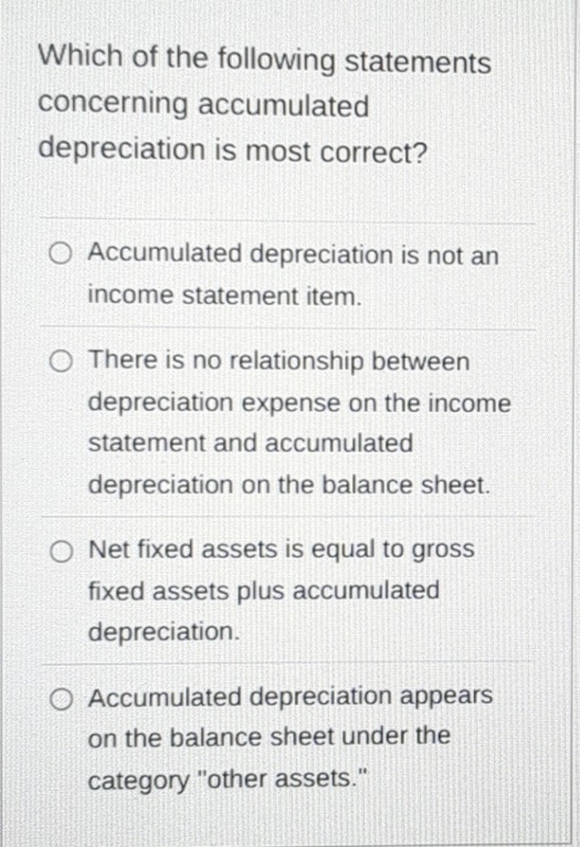 Which of the following statements concerning