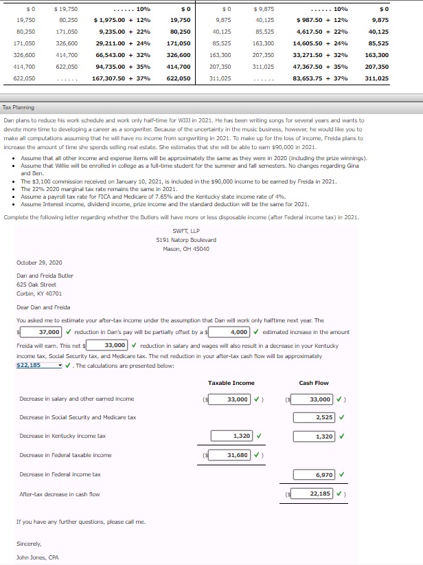 Instruct Note: This problem is for the 2020 tax
