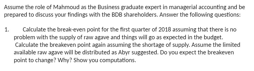 Assume the role of Mahmoud as the Business