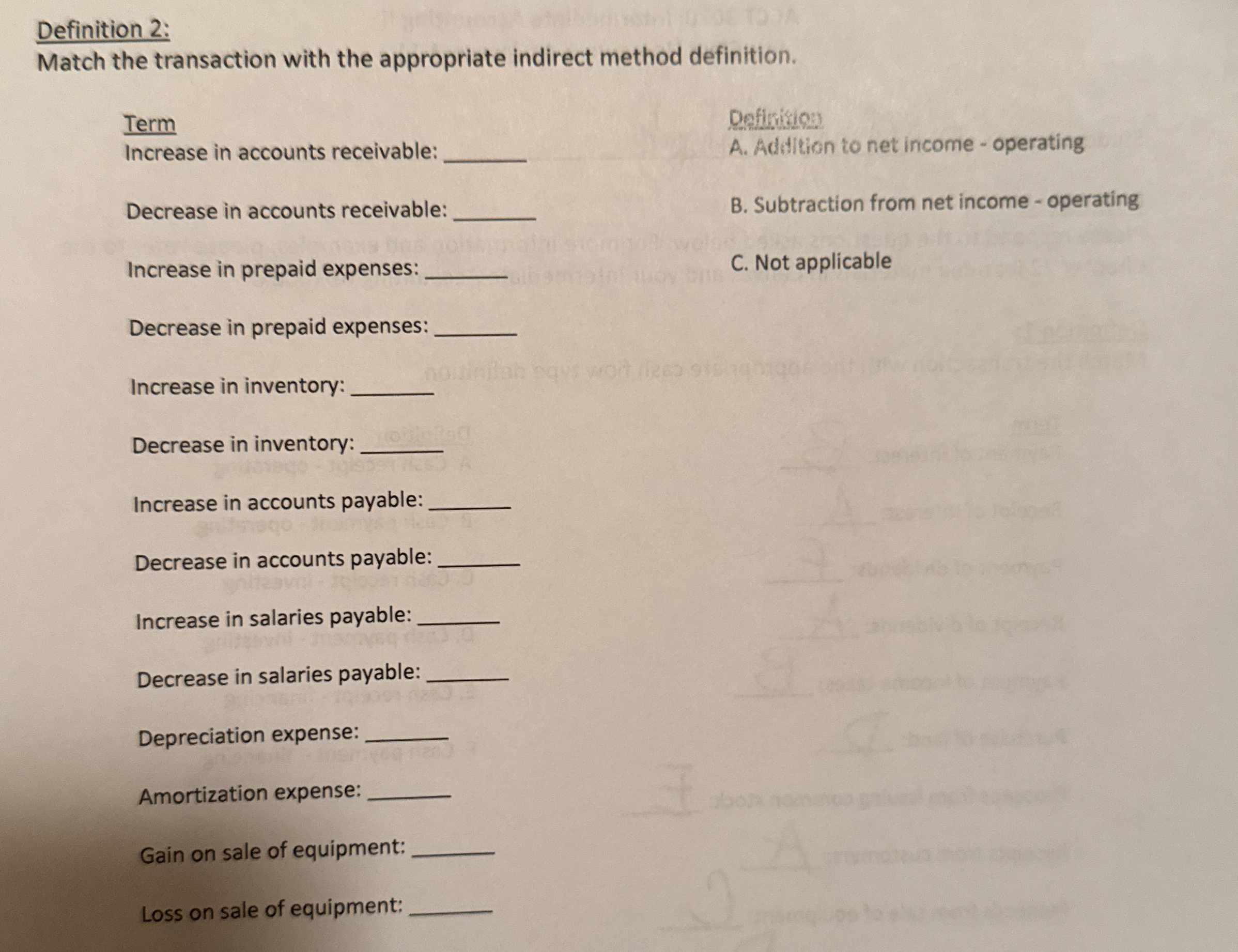 Definition 2 : Match the transaction with the