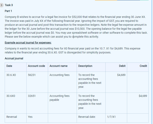 3 Task 3 Part 1 Company B wishes to accrue for a