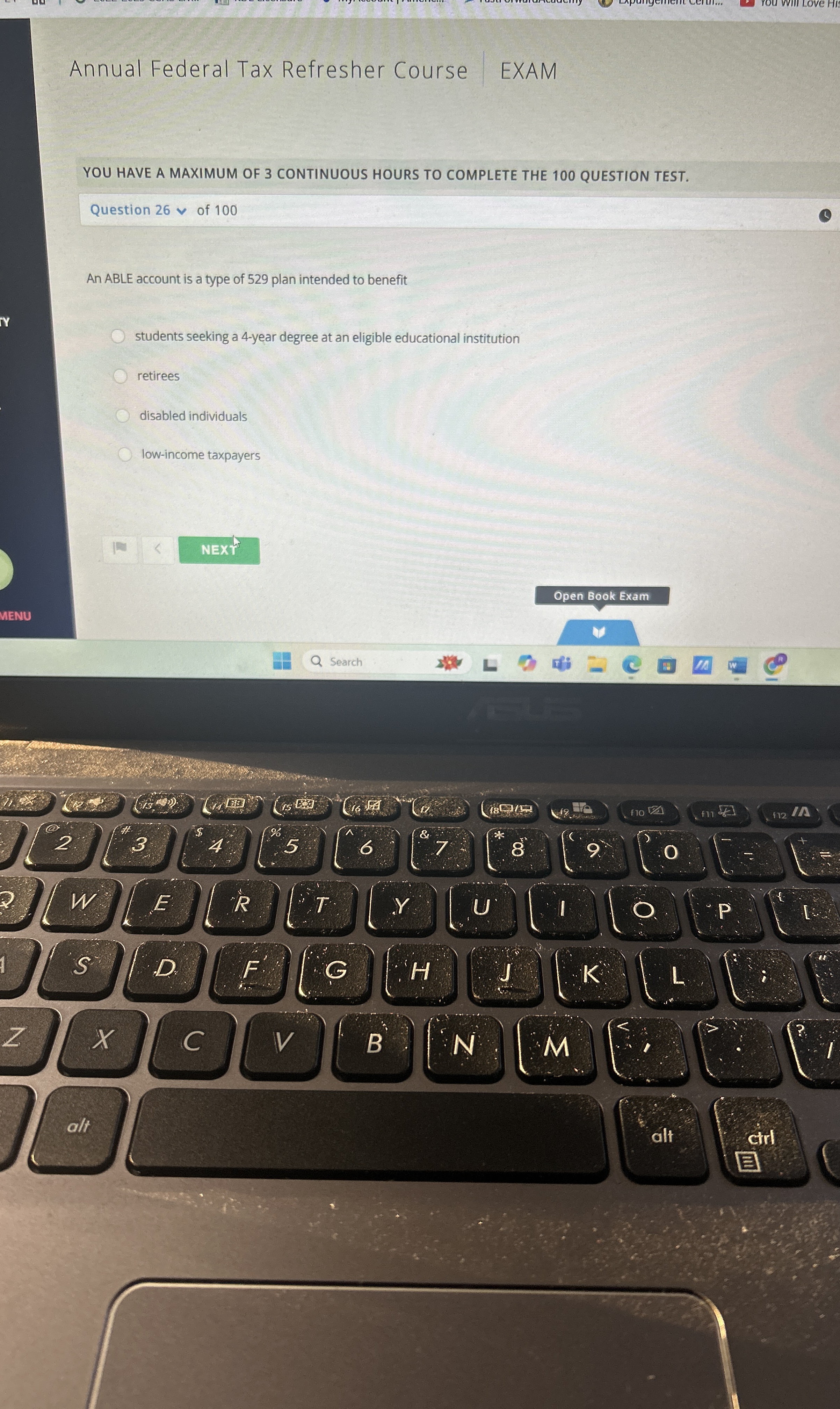 Annual Federal Tax Refresher Course EXAM YOU HAVE