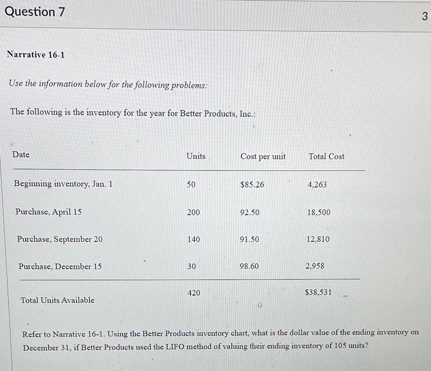 Business mathematics (show work) Question 7 3