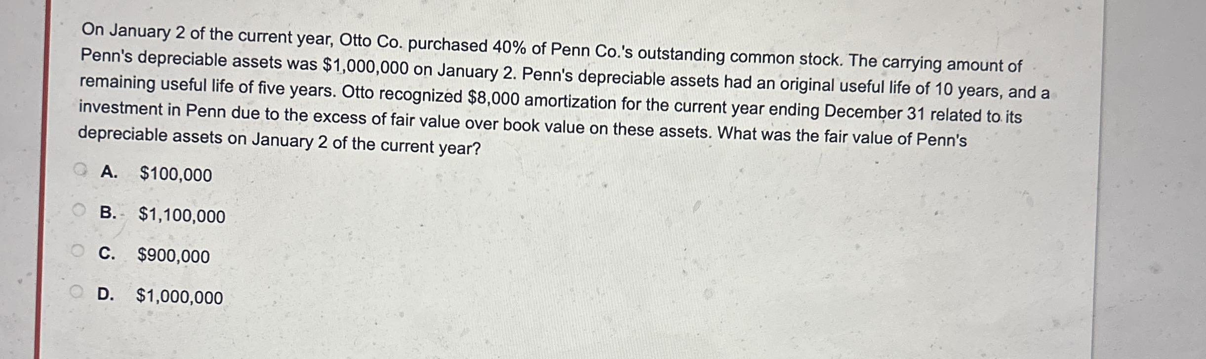 On January 2 of the current year, Otto Co .