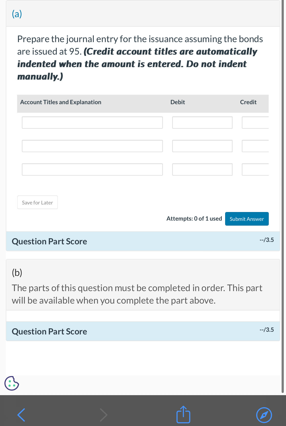 ( a ) Prepare the journal entry for the issuance