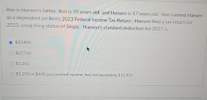 Ron is Hansen's father. Ron is 3 5 years old and