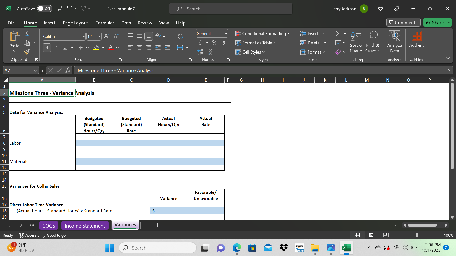 X Excel module 2 v Search Jerry Jackson X