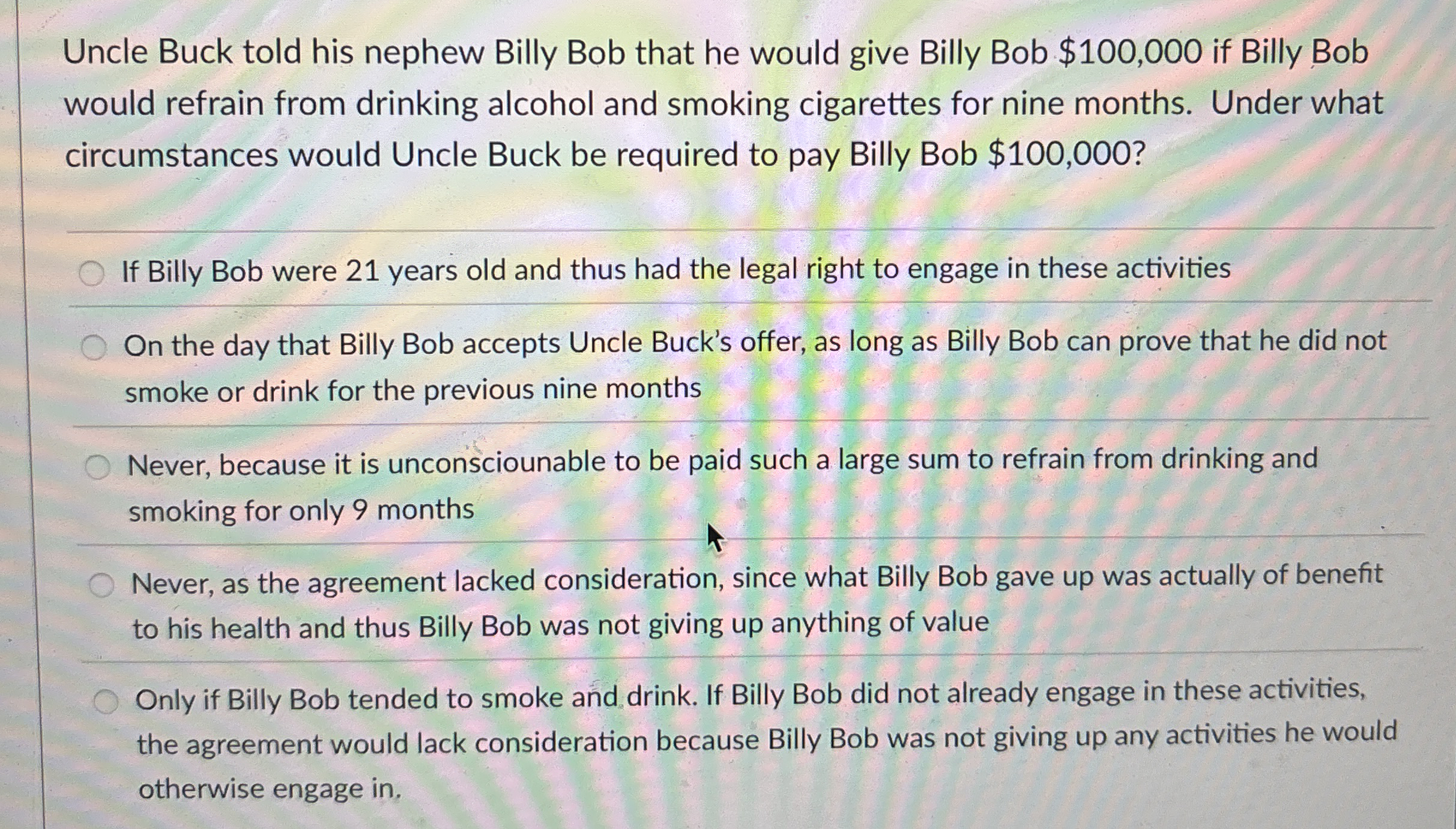 Uncle Buck told his nephew Billy Bob that he