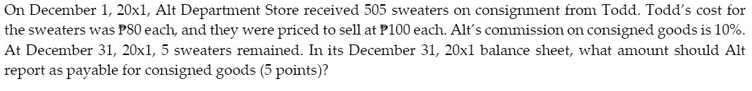 On December 1, 20x1, Alt Department Store