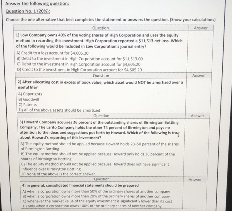 Please answer the following mcqs as soon as
