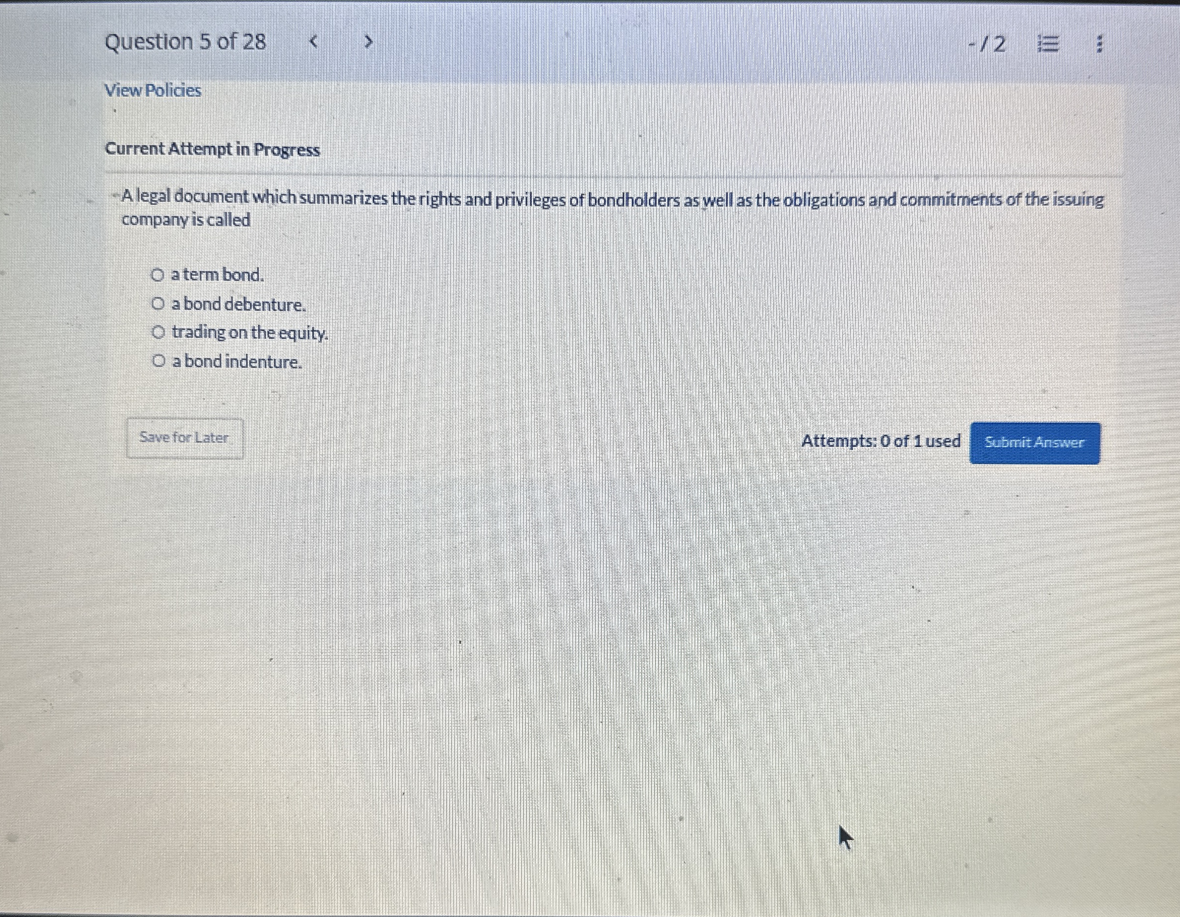 Question 5 of 2 8 - 1 2 ViewPolicies Current