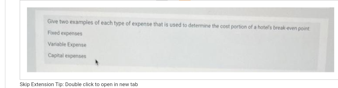 Give two examples of each type of expense that is