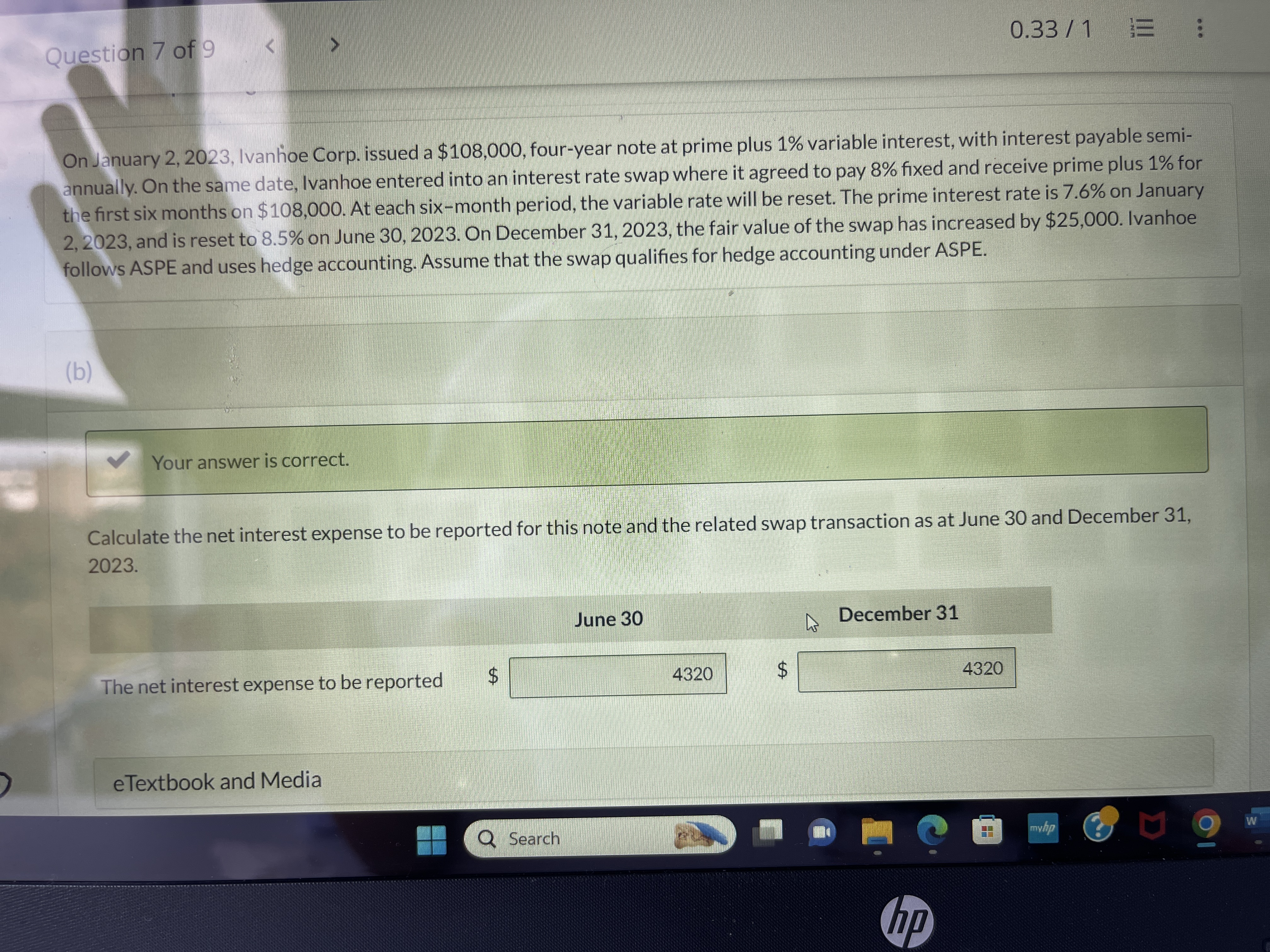 Question 7 of 9 0.33 / 1 ... On January 2, 2023,