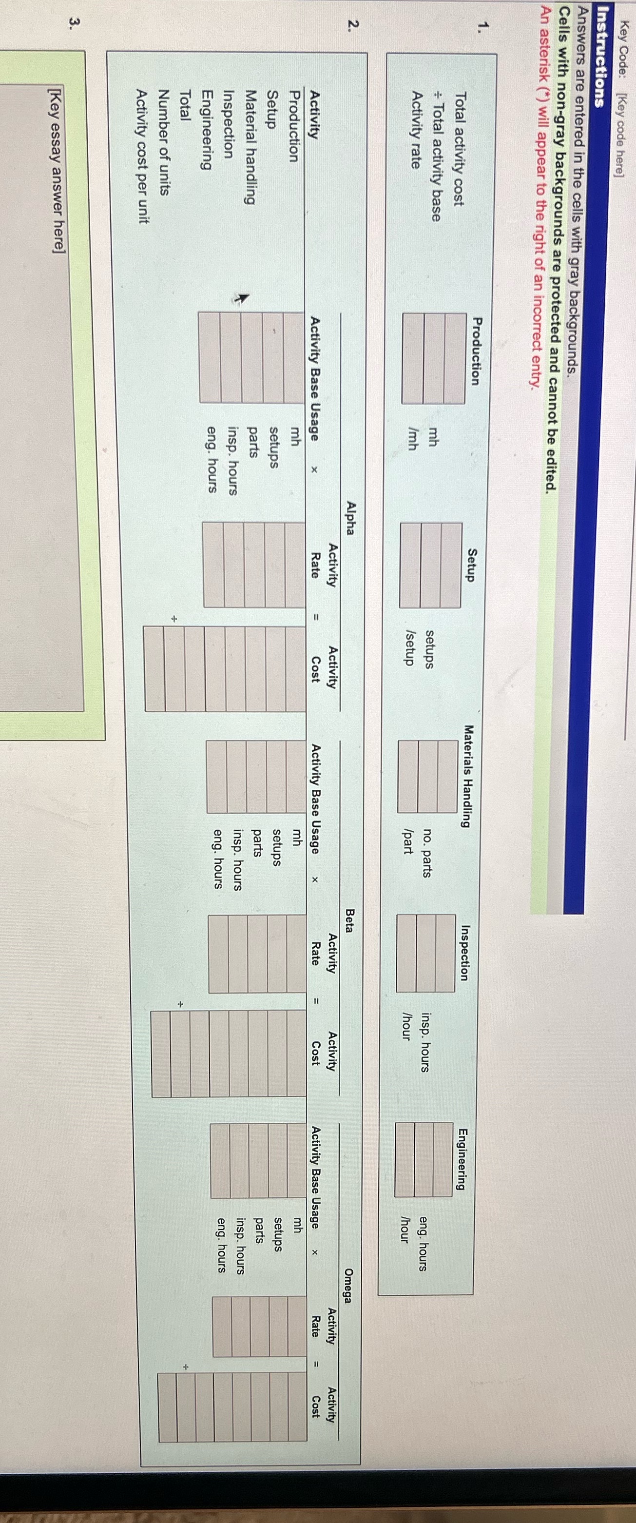 Key Code: [Key code here] Instructions Answers