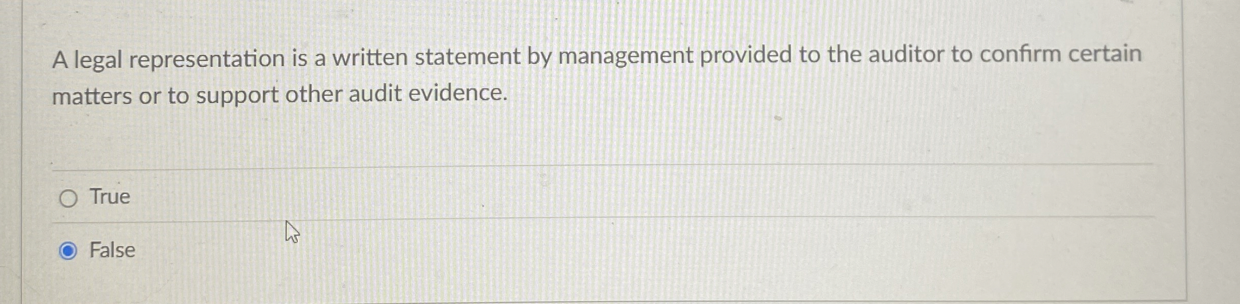 A legal representation is a written statement by