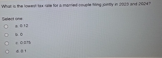 What is the lowest tax rate for a married couple