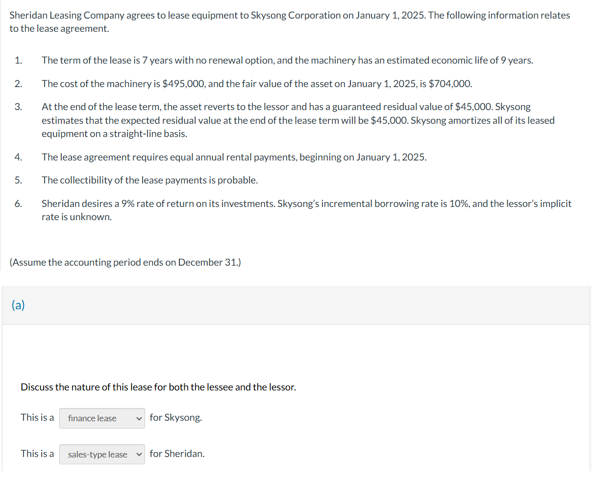 Sheridan Leasing Company agrees t o lease