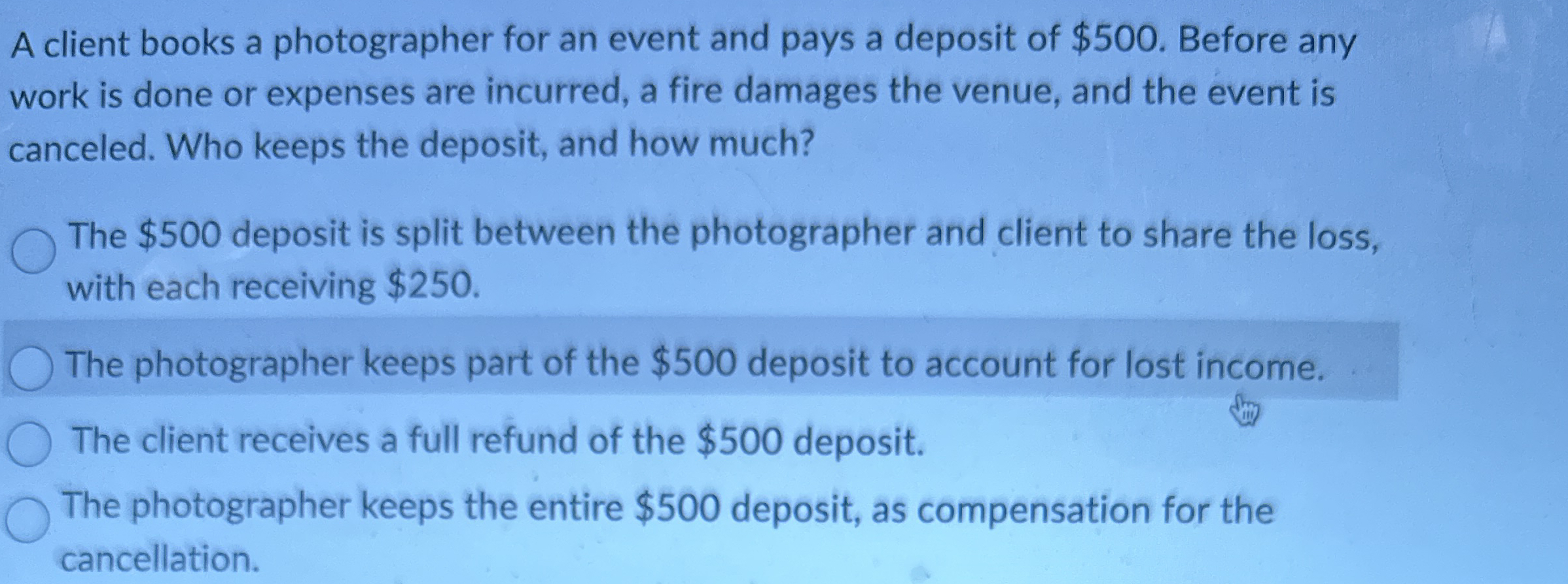 A client books a photographer for an event and