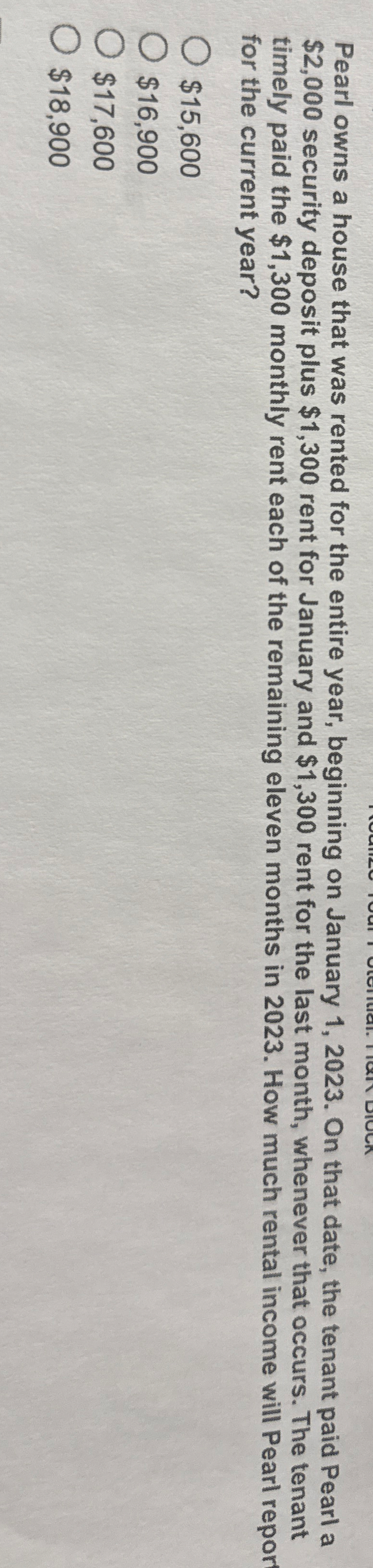 Pearl owns a house that was rented for the entire