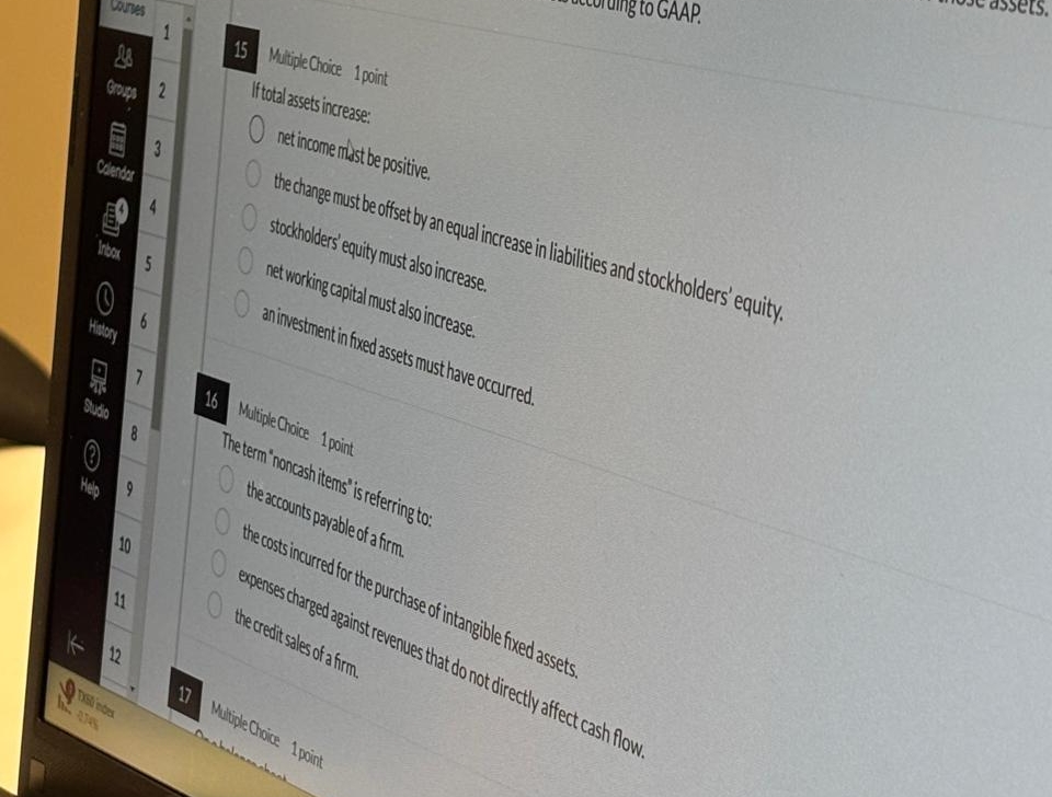 1 5 MattipleChoce 1 point If total assets
