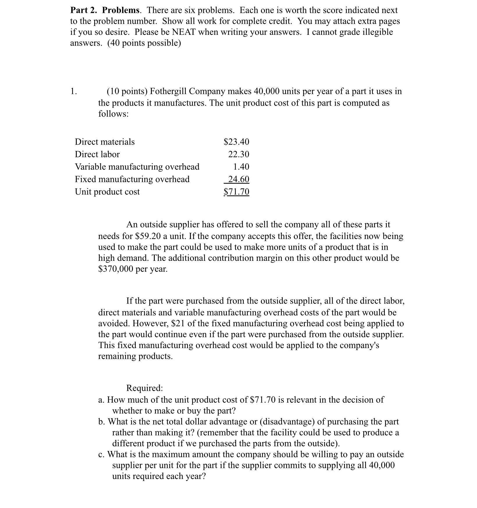 Part 2 . Problems. There are six problems. Each