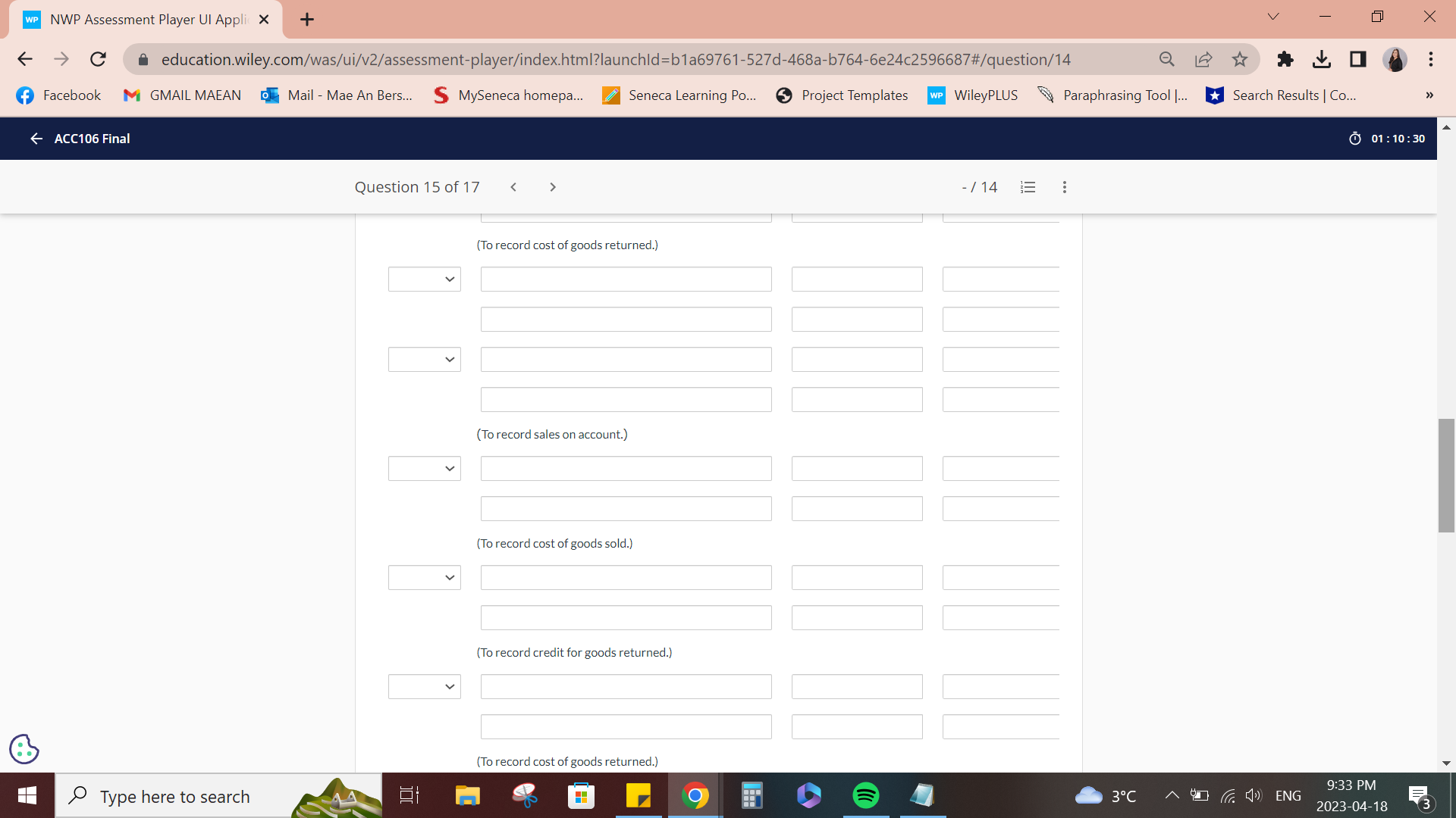 WP NWP Assessment Player UI Appli X + V X C