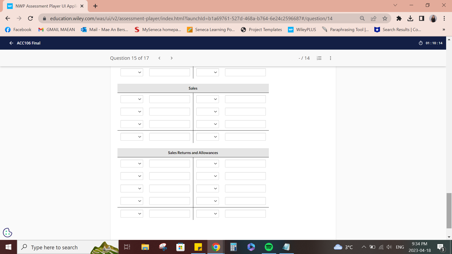 WP NWP Assessment Player UI Appli X + V X C