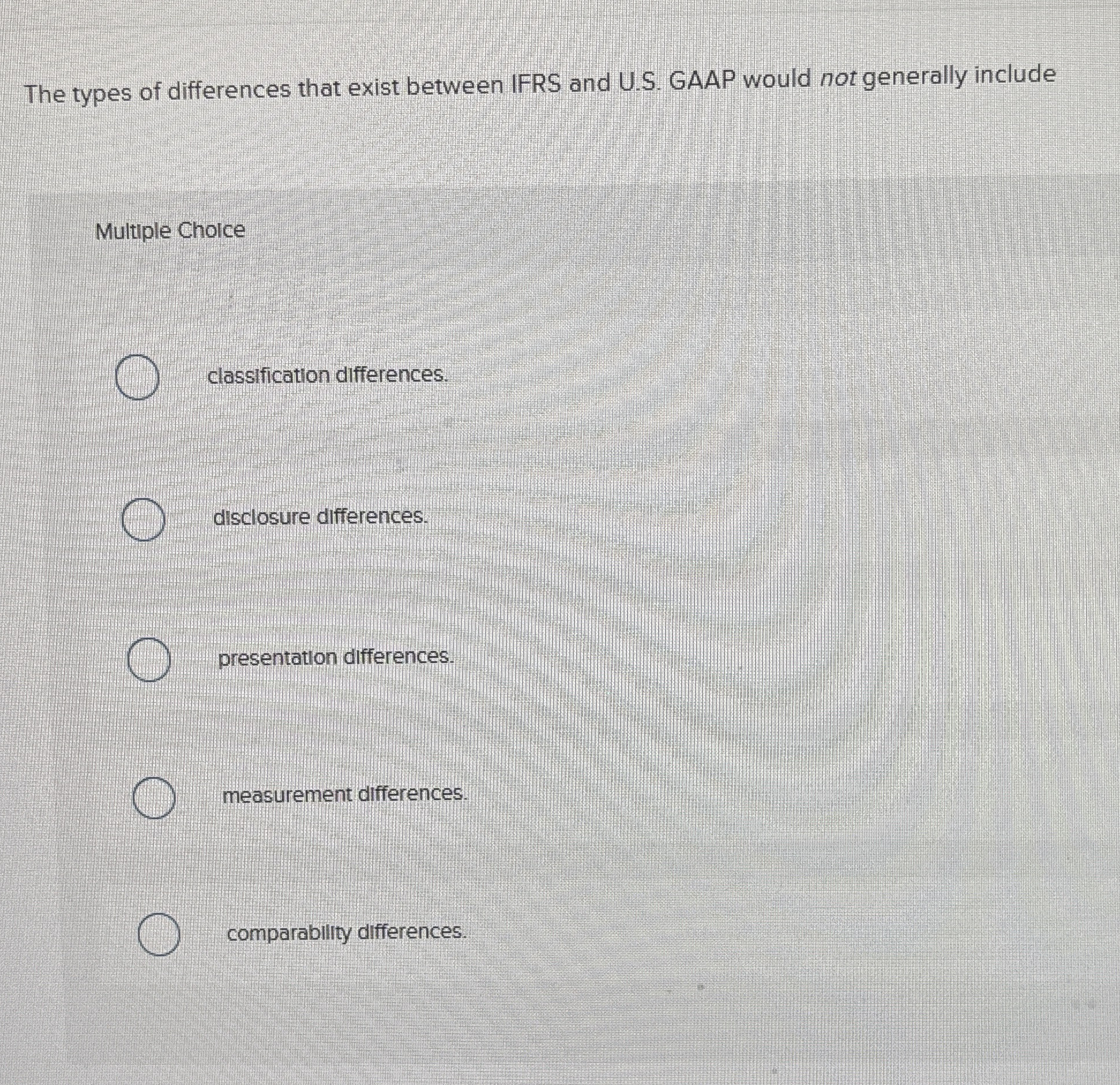 The types of differences that exist between IFRS