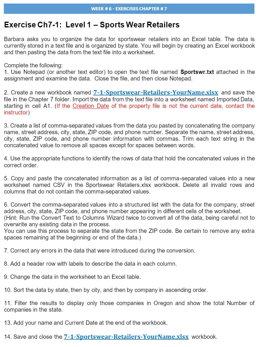 WEEK if E - EXERCISES CHAPTER I! 7 Exercise