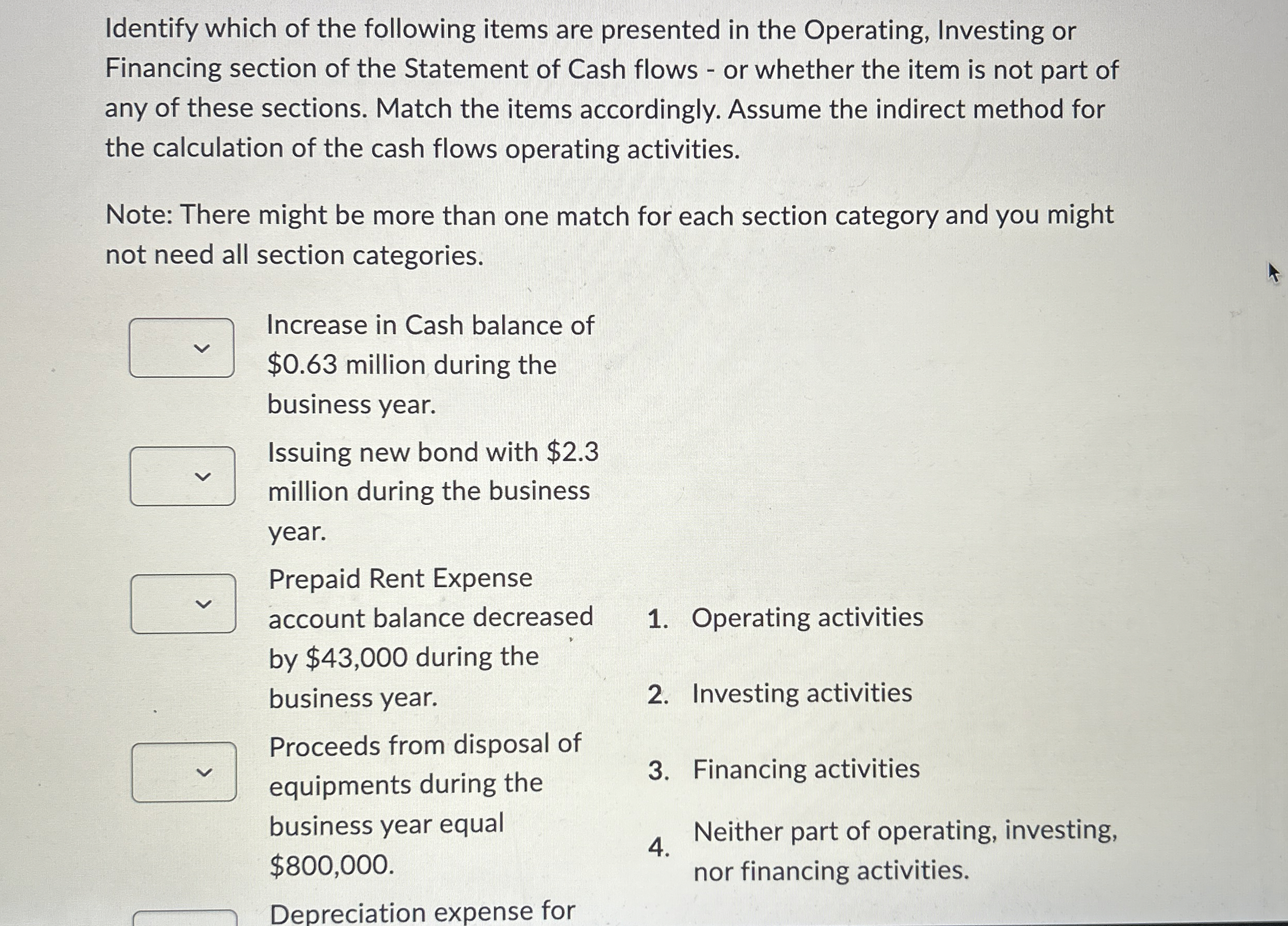 Identify which of the following items are