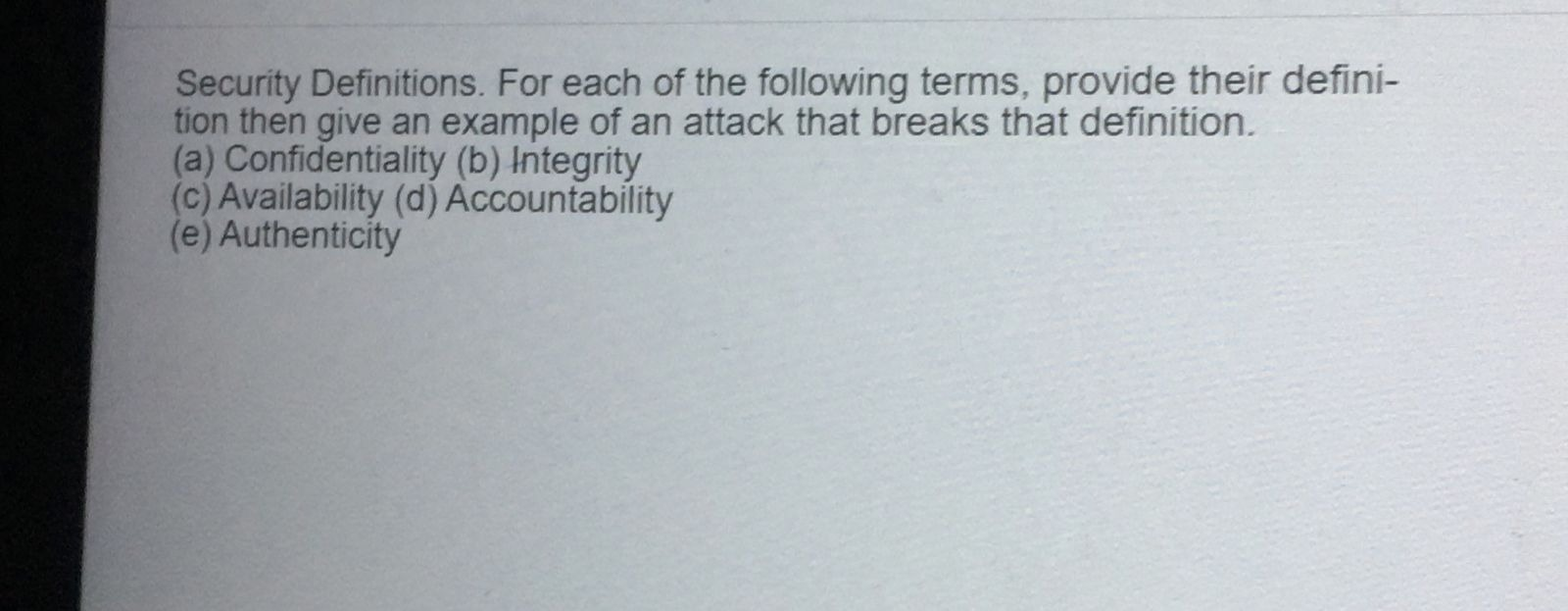 Security Definitions. For each of the following