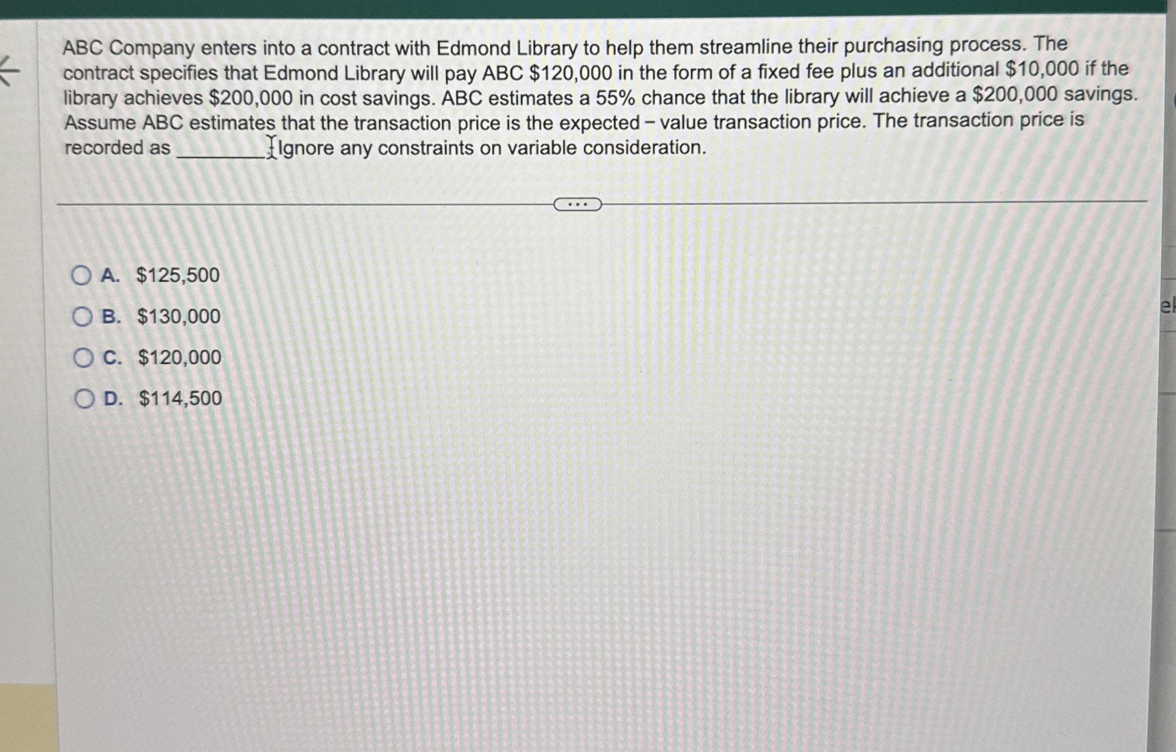 ABC Company enters into a contract with Edmond