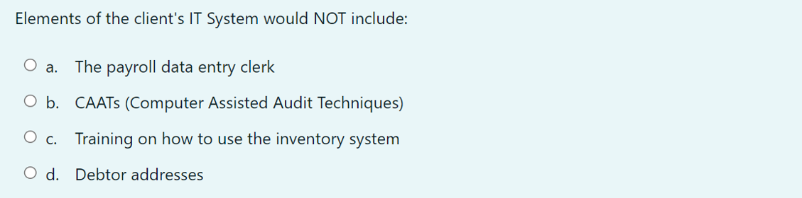 Elements of the client's IT System would NOT