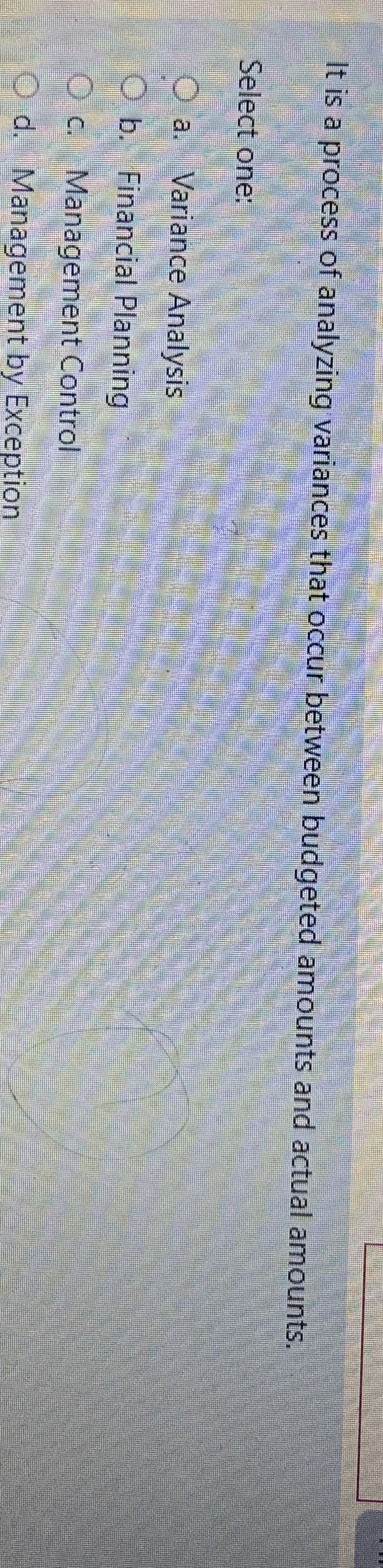 It is a process of analyzing variances that occur