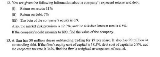 12. You are given the following information about