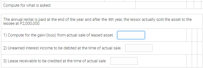Compute for what is asked: The annual rental is