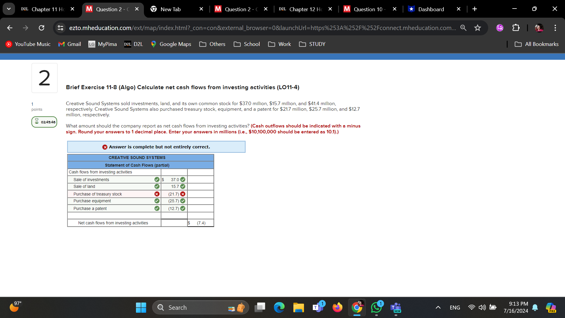 D2L Chapter 11 Homework - 30128 X | M Question 8