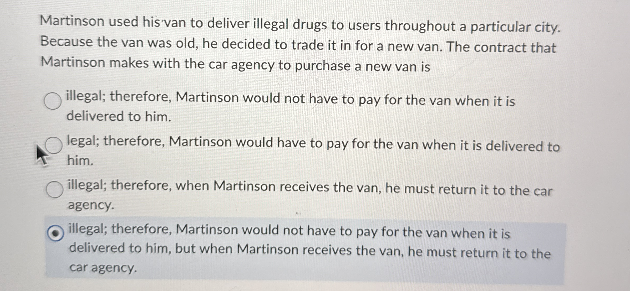Martinson used his van to deliver illegal drugs