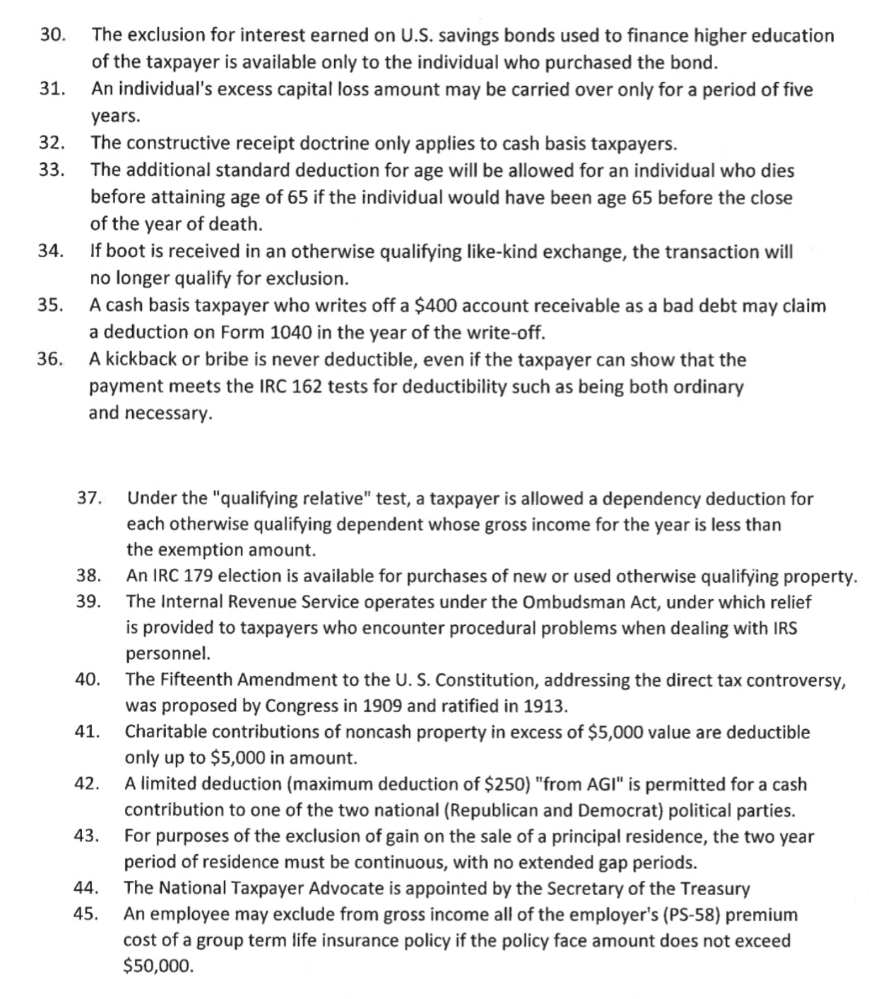 3 0 . The exclusion for interest earned on U . S
