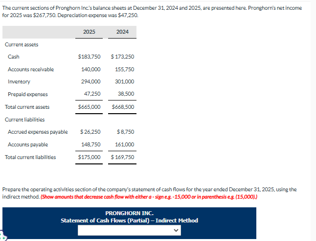 The current sections of Pronghorn Inc's balance