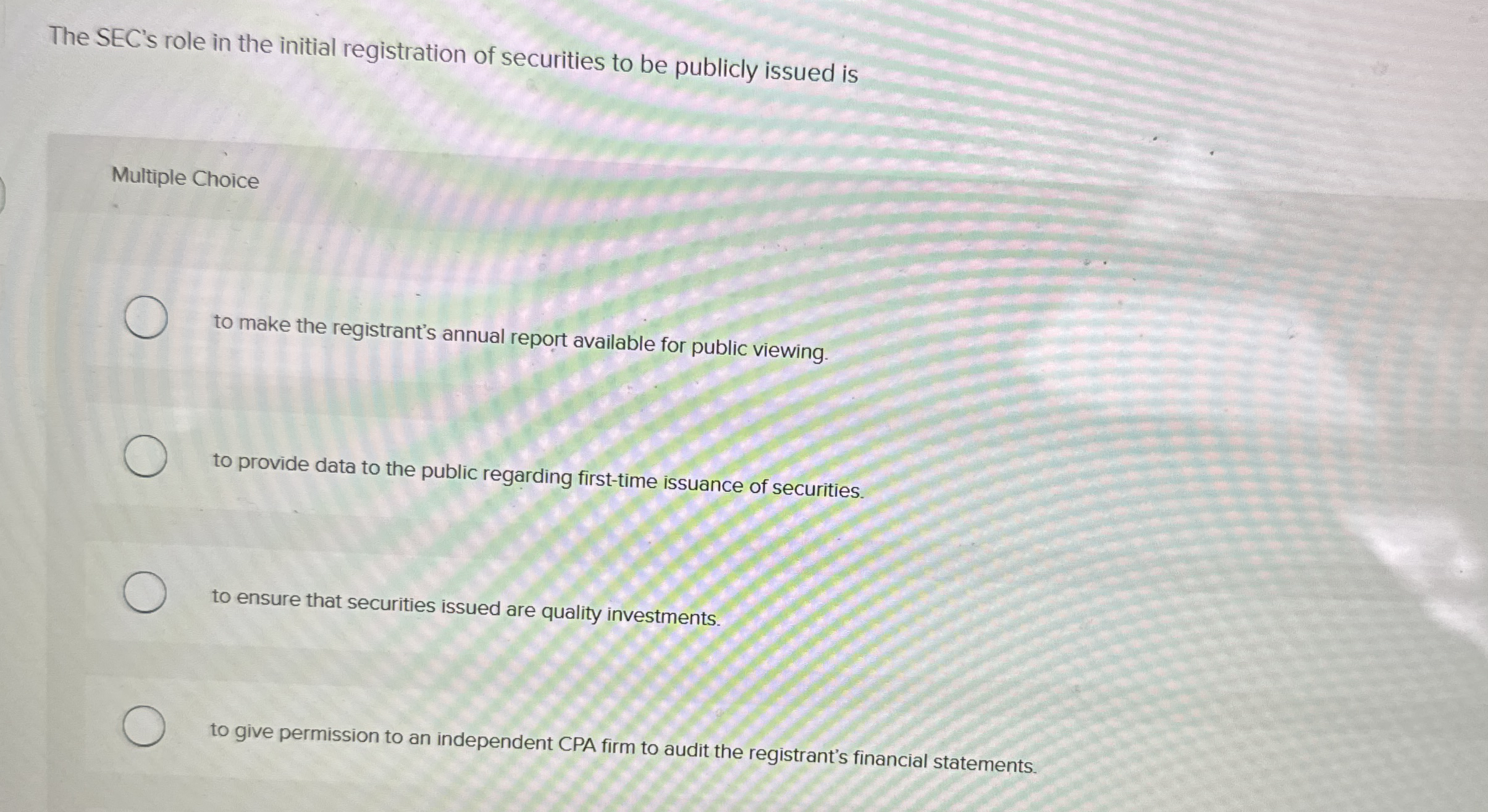 The SEC's role in the initial registration of