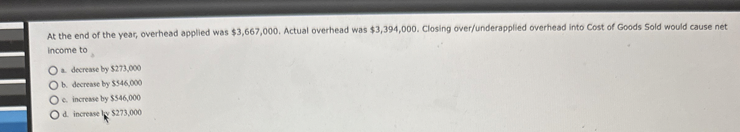 At the end of the year, overhead applied was $ 3