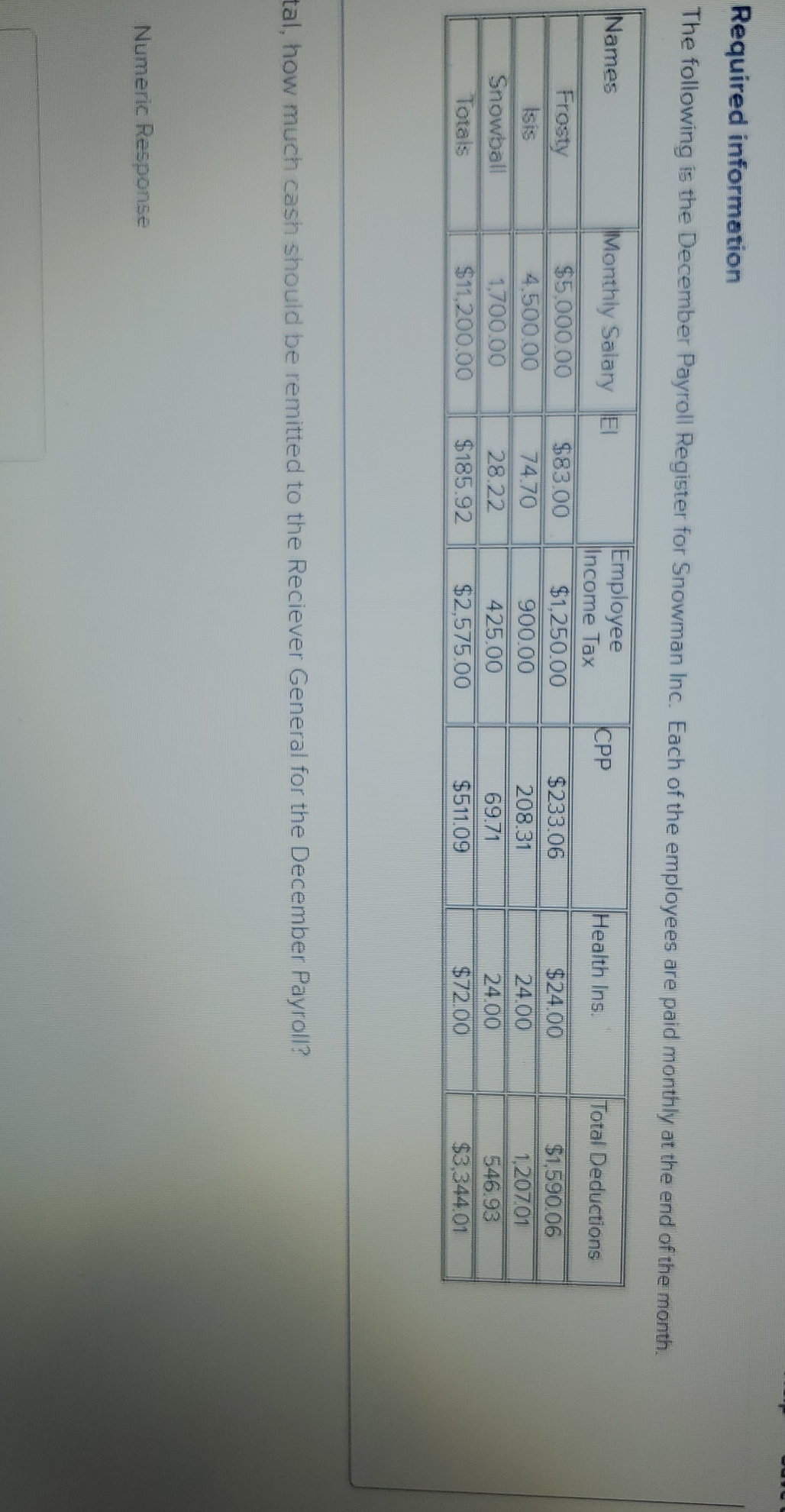 answer the question Required information The