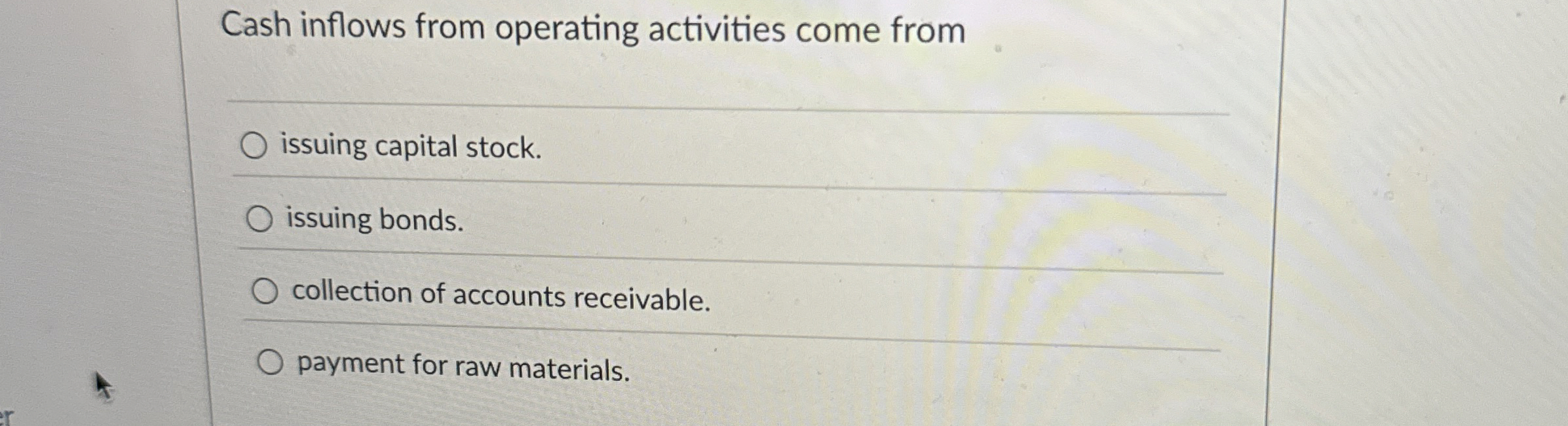 Cash inflows from operating activities come from