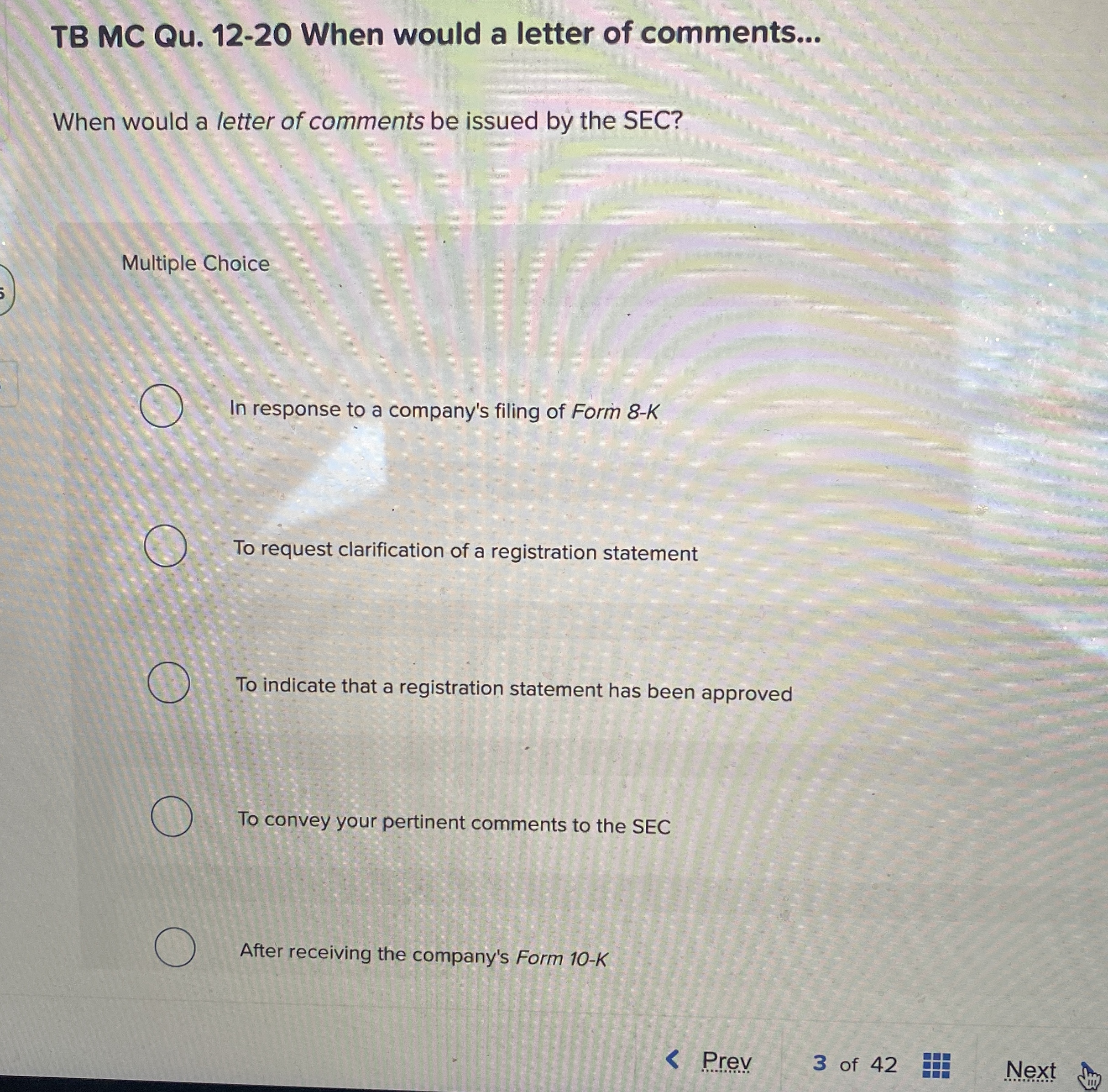 TB MC Qu . 1 2 - 2 0 When would a letter of