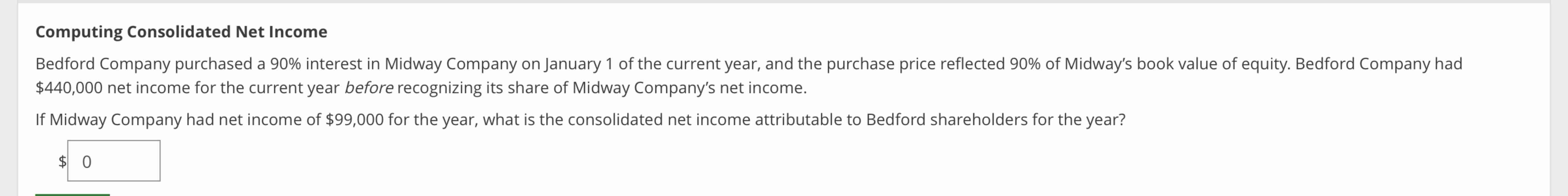 Computing Consolidated Net Income Bedford Company