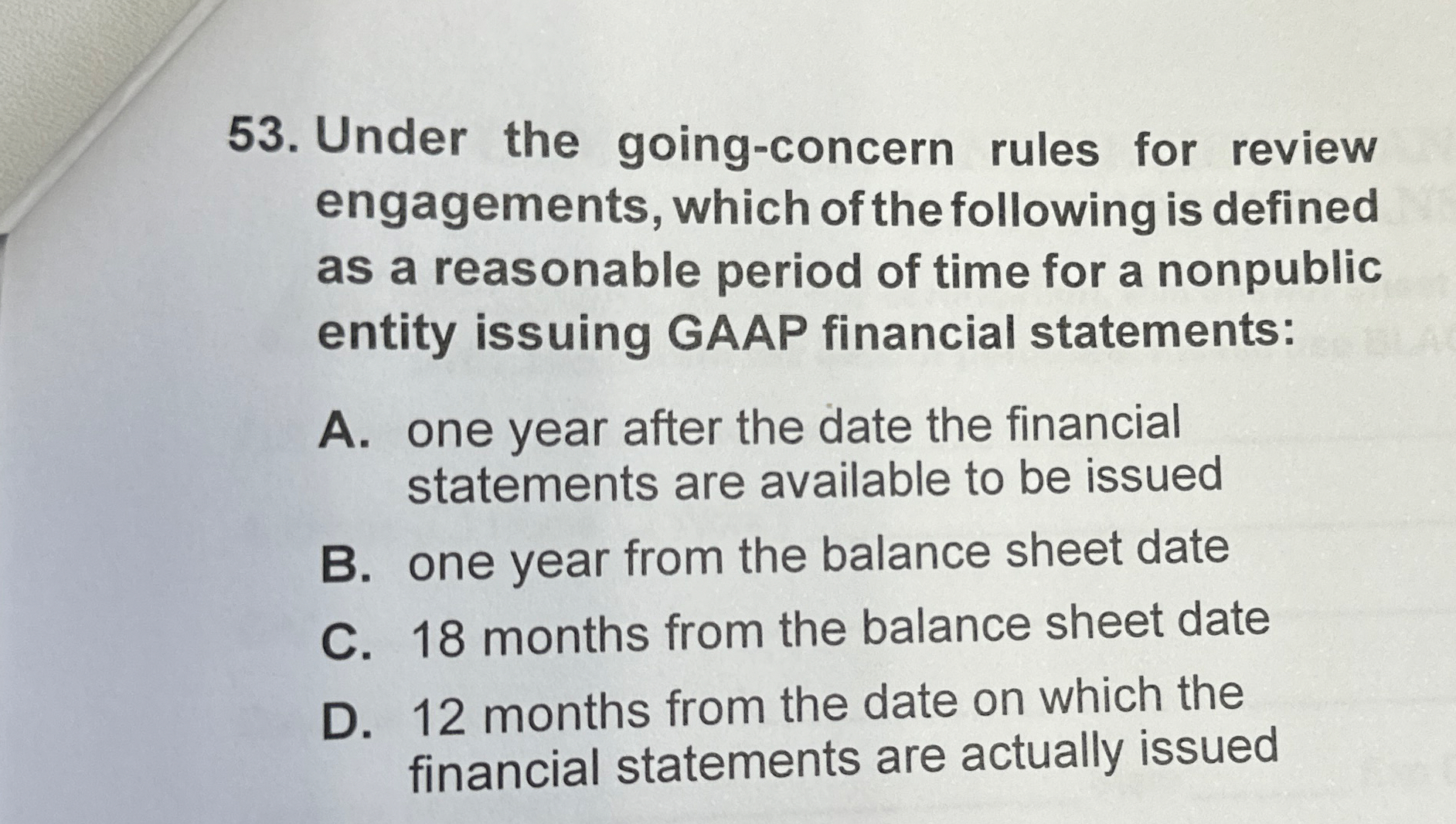 Under the going - concern rules for review