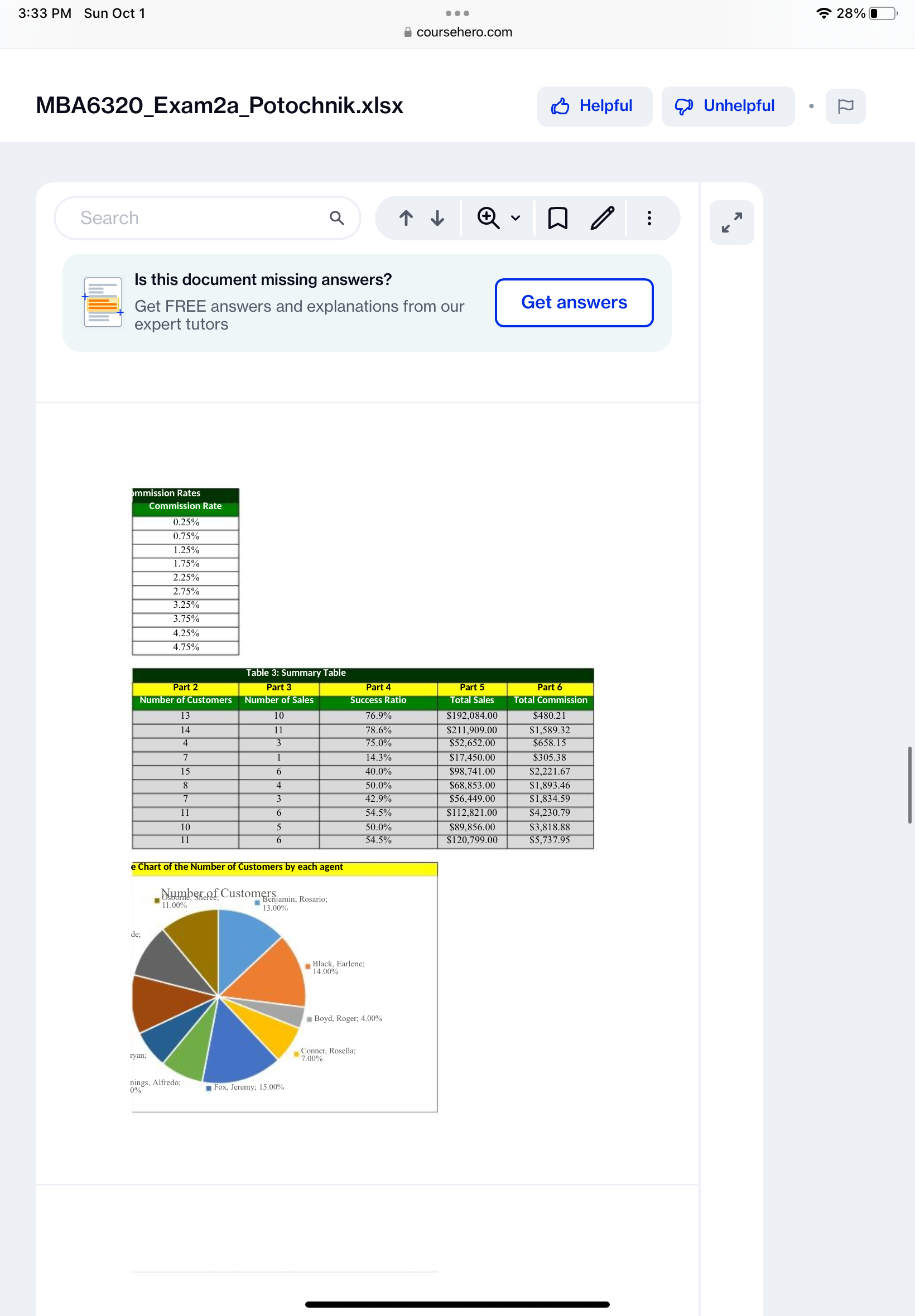 3:33 PM Sun Oct 1 . . . 28% coursehero.com